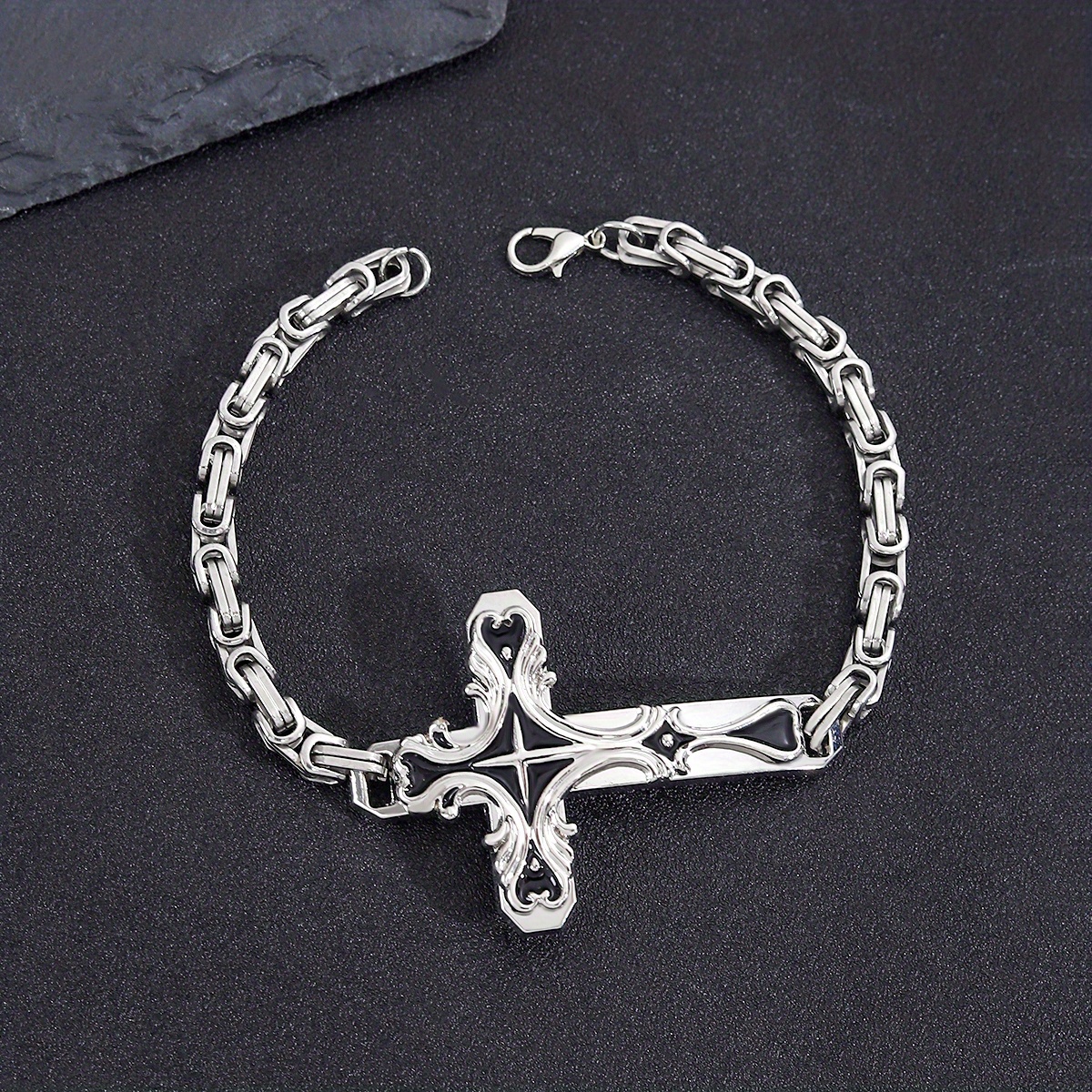 Multi-Color Cross Double-Layer Stainless Steel Bracelet